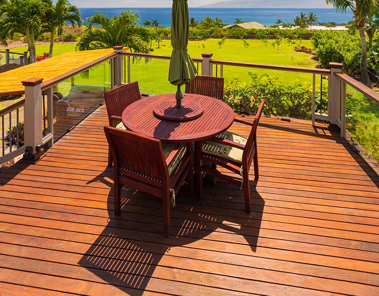 Exotic hardwood deck in tropical destination
